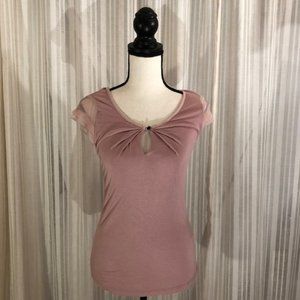 H&M sheer cap sleeve, keyhole neckline top